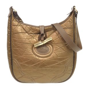 미품 론샨 레더 브론즈 숄더백 ブラウン 2086【중고】Longchamp