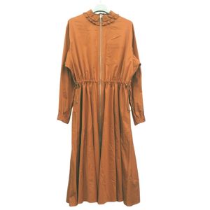 Unused Hermès elastic dress shirt with ruffles, flared front zip, orange, 4H0571DV, 1864.