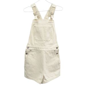 Like new Hermès white cotton overalls with silver hardware, size 1275 [Pre-owned] HERMES
