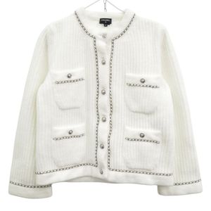 Like new Chanel Lion Button P73520K10560 Nylon White Jacket Outerwear White 1396 [Pre-owned] CHANEL