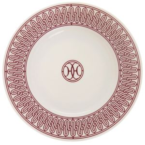 Like new Hermès Dessert Plate(H Deco) in red porcelain, 0473 [Pre-owned] HERMES