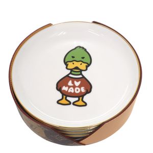 Unused Louis Vuitton and NIGO Collaboration Hachette 4 Plates (GI0729) Set of 4, Porcelain with Leather and White, LV 0952 [Pre-owned] LOUIS VUITTON