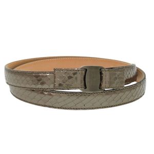 신품 마찬가지로 Salvatore Ferragamo 발라 RIBON 파이썬 브론즈 골드 벨트 1470【중고】 Salvatore Ferragamo