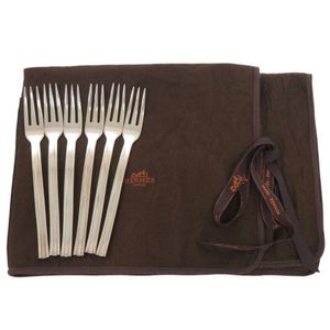 Used Hermès 6-piece silver fork set, silver-plated, 1004.