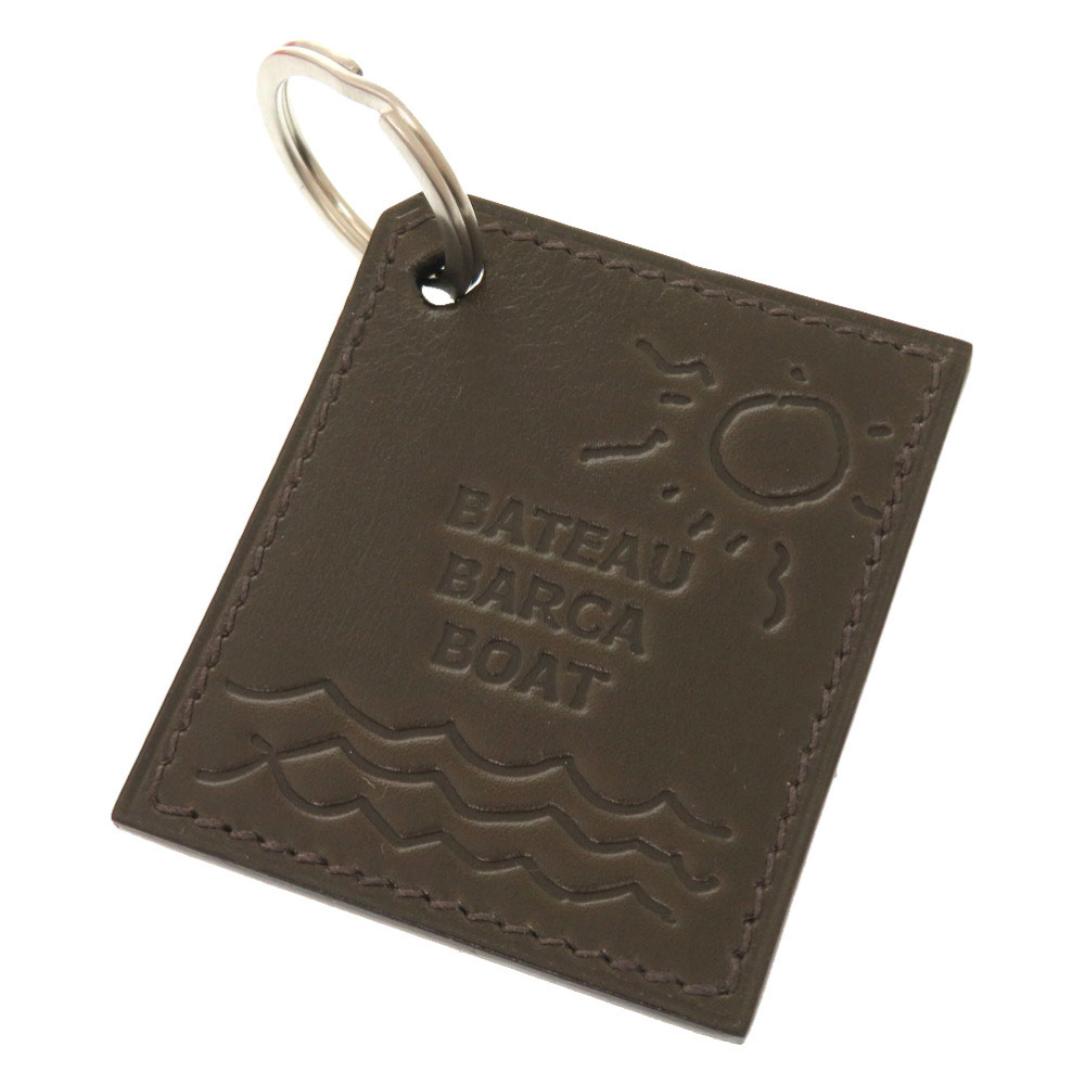 Like new Hermès BATEAU BARCA BOAT box calf khaki keychain bag