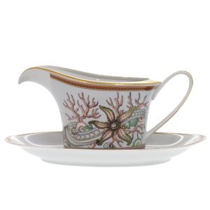 Unused Versace Ikarus Vanity ROSEN Dinnerware, Ceramic, Orange, 1084 Saucer & Pot [Pre-owned] VERSACE