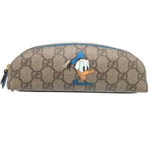 未使用 グッチ GGスプリーム ベージュ ブルー ドナルドダック ディズニーコラボ 662129 ペンケース 筆箱 0988 【中古】 GUCCI
