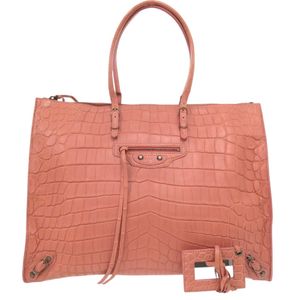 Excellent condition Balenciaga The Paper Tote Bag in Matte Crocodile, 259570, Crocodile Pink, 1723 [Pre-owned] BALENCIAGA