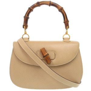 Excellent condition Gucci Bamboo 000 29 0633 leather beige 2-way handbag/shoulder bag 0174 [Pre-owned] GUCCI