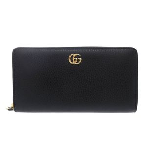 신품 같이 구찌 라운드 패스너 GG마몬트 456117 레더 블랙 긴 지갑 블랙 1001【중고】GUCCI