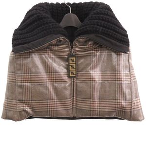 Like new Fendi zip-up short CAPE FAA406, size 38, wool, polyurethane, polyester , Braun outerwear, brown, 1176 [Pre-owned] FENDI