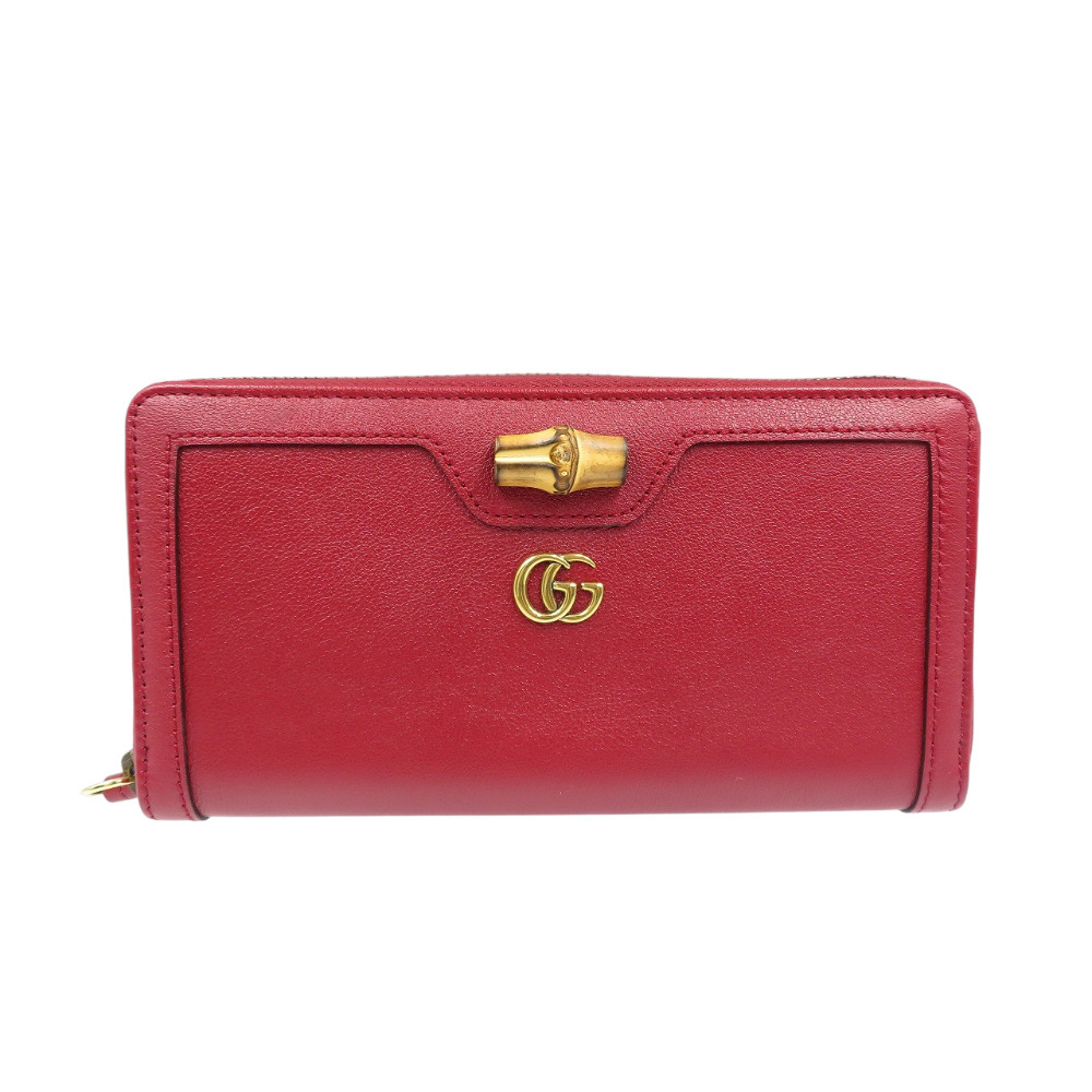 Unused Gucci 658634 GG Marmont Leather Bamboo Wallet with Gold