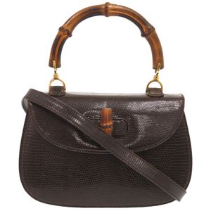 Excellent condition Gucci 2-way 000 46 0633 Bamboo/Lizard Braun Handbag, Brown 0415 [Pre-owned] GUCCI