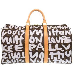 路易威登 Keepall 50 Monogram Graffiti 白色 M92197 波士頓包 LV 1608 [LOUIS VUITTON] 成色極佳