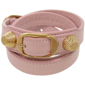 Like new Balenciaga 3-Row Giant Stud Bracelet 236345 Leather Pink 1562 [Pre-owned] BALENCIAGA