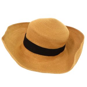 Excellent condition FOXEY BOUTIQUE straw hat, RIBON linen, beige, black, hat 1018 [pre-owned] FOXEY BOUTIQUE