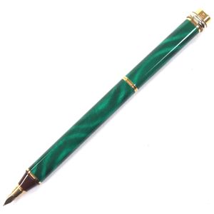 미품▼ Cartier 까르띠에 빈티지 마스트 드 까르띠에 트리니티 펜촉 18K M니브 대리석 만년필 그린 골드 프랑스제 맨즈