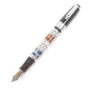 品相極佳的 Montegrappa Vintage LE 2000 人類文明 SV925 鋼筆，搭配 18K 金 M 尖。極為罕見，ブラウン和銀色飾面。總重量：66.52 克。