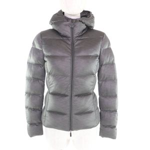 Excellent condition ★ MONCLER 220934599500 JERSEY Down Jacket with Hood and Logo Zipper, Gray, Size 00, Authentic, Women's