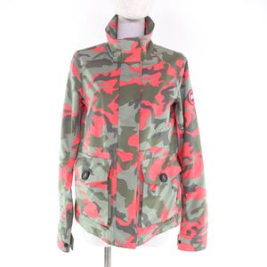 Excellent condition CANADA GOOSE 2411LP Elmira Jacket Print with logo patch, camouflage zip-up jacket, khaki and orange, size XS, authentic, women's