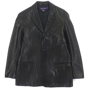 Excellent condition RALPH LAUREN PURPLE LABEL calfskin single-breasted jacket, black, size 38, authentic, made in Italy, men's
