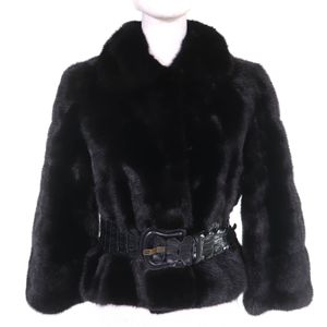 Excellent condition FENDI mink fur short jacket with crocodile belt, black, size 40, includes hanger and garment bag, made in Italy, authentic, women's