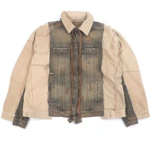 Unused DOLCE & GABBANA Men's Oversized Patchwork Denim Jacket, Beige/Blue, Size 44, Black Tag, 2023SS, Authentic, Made in Italy