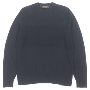 Excellent condition Loro Piana FAL2387 93% wool crew neck pullover knit sweater, navy, size S, made in Italy, authentic, men's