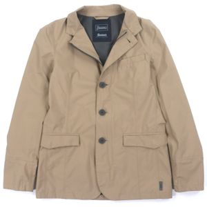 Excellent condition: Herno GA017UL Laminar GORE-TEX lightweight, waterproof, double-zip jacket with logo buttons, beige, size 46, includes hanger. Authentic men's jacket.