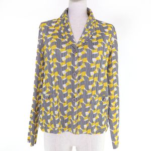 Excellent condition PLEATS PLEASE Issey Miyake PP11-JD413 all-over print jacket, yellow, size 3, made in Japan, authentic, women's