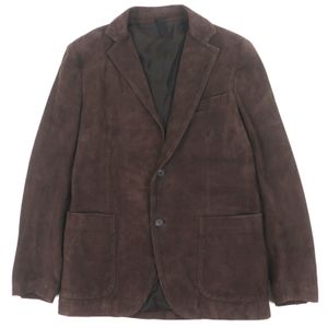 Excellent condition: TAGLIATORE ASI20-03 CARSON sheepskin, lambskin, and suede leather jacket with logo buttons. Single-breasted, dark Braun, size 46. Authentic, made in Italy. Men's.