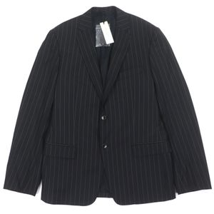 Unused VERSACE COLLECTION Striped Logo Button Medusa Lining Single Breasted Jacket Black Size 48 Men's