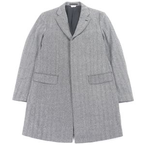 Excellent condition COMME des GARCONS HOMME DEUX DEUX 2023AW DL-C001 Herringbone Print Chester Coat, Gray, Size L, Made in Japan, Authentic, Men's