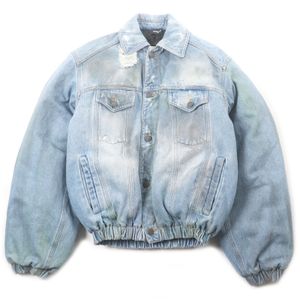 Unused EGONlab 2024 Autumn/Winter Vintage Denim Bomber Jacket, Indigo Blue, Size M, Men's