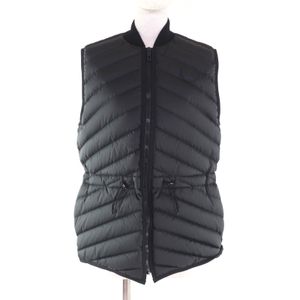 Excellent condition HERMES 3H0156DA Long Quilted Vest with Rubber Serie Patch, Black, Size 38, Made in Italy, Women's