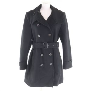 Unused BURBERRY 3965631 Cashmere Blend Double-Breasted Coat with Logo Buttons and Nova Check Lining, Black, Size 44, Authentic, Women's