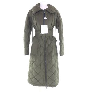 Unused MONCLER CAPRIER long down coat with belt and logo Plate, Khaki, Size 0, Authentic, Women's
