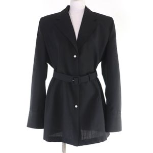 Excellent condition PRADA Prada 2023 P5640H wool and mohair belted jacket, black, size 40, authentic, made in Italy, women's