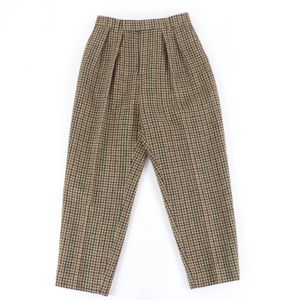 Excellent condition CELINE 2P240223F 100% wool houndstooth center-press pants, Braun 38, authentic, made in Italy, for women.