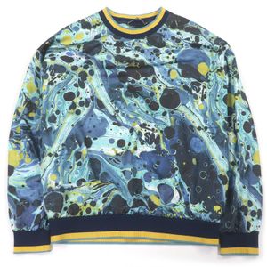 DOLCE & GABBANA G9WI8Z 長袖 T 卹，大理石紋印花，飾有 DG 標誌五金件，藍色，44 碼，正品，意大利製造，品相極佳。