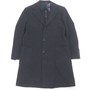 Excellent condition ETRO mixed wool and linen blend single chester coat, navy, size 52, made in Italy, authentic, recommended for men.