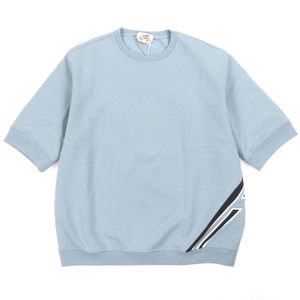 全新未使用 HERMES Run H 100% 純棉圓領短袖套頭衛衣，藍色，尺寸 XXXL，義大利製造，男款