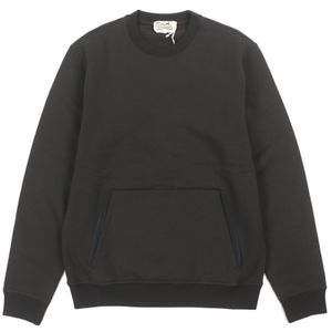 全新愛馬仕男士棉質羊絨皮革圓領抓絨套頭衫，S碼，義大利製造，炭灰色