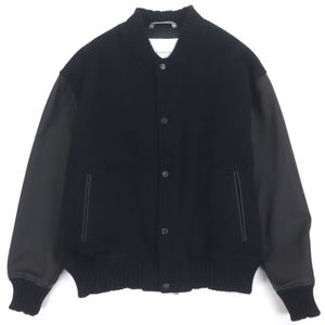 Excellent condition SANNINO SA-07-008-233 100% wool, sheepskin, water-repellent flannel, Loro Piana RAIN SYSTEM fabric, leather sleeves, double-zip award jacket, navy, size 50, made in Italy, authentic.