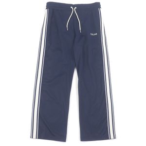 Unused CELINE 2Z722859W Logo Embroidered Side Stripe Jersey Track Pants, Navy and White, Size M, Made in Italy, Authentic, Men's