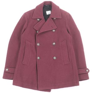 Unused TAGLIATORE MONACO virgin wool double-breasted peacoat, burgundy, size 48, made in Italy, men's
