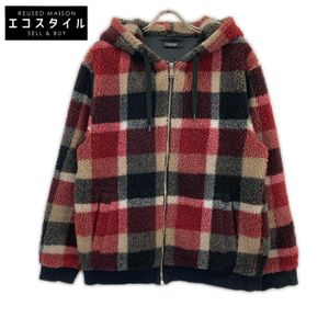 Black Label Crestbridge 51P30-639-17 Black x Red x Beige CB Check Boa Jacket, Size LL (Pre-owned)