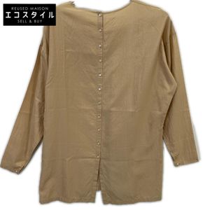 Jurgen Lehl 7B1140 Beige Silk 100% Back Button Top, Size M (Pre-owned)