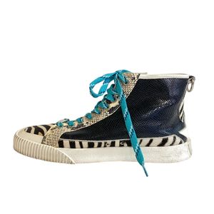 Pre-owned JIMMY CHOO Size 28 High-Top Sneakers in Python ZEBRA Print, Color