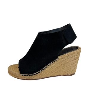 Pre-owned CELINE 23.5 wedge sandals, espadrilles, black